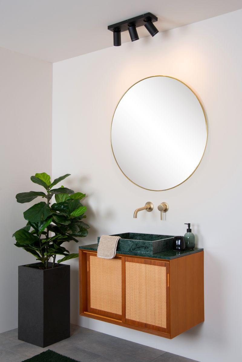 Lucide TAYLOR - Stropné bodové svietidlo Kúpeľňa - LED Dim to warm - GU10 - 3x5W 2200K/3000K - IP44 - Black